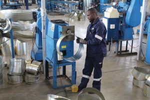This section is dedicated to preparing precut raw materials for round duct fittings. Each fitting is made up of five precision-cut segments, which are seamlessly joined using the genny machine to create the finished product.